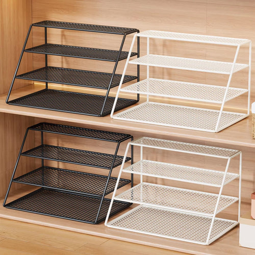 Vierstufiger Mesh-Desktop-Schuhorganisator mit geneigtem Gestell