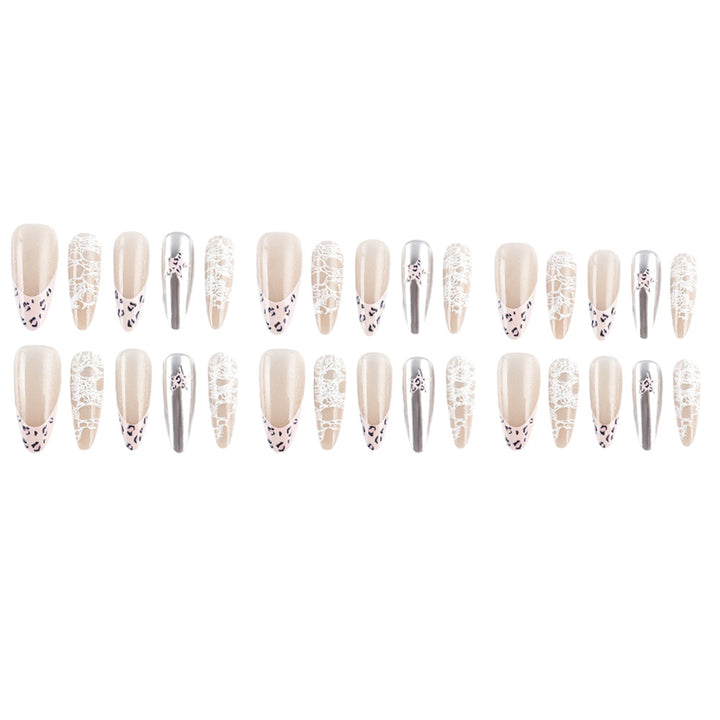 Elegantes Spitzen- und Metallic-Nagelkunstset Karnz