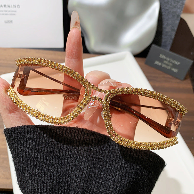 Damen Cat-Eye Sonnenbrille mit funkelndem Kristallrahmen Karnz
