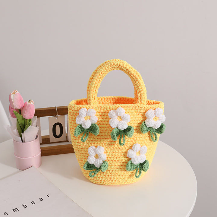 Damen Gehäkelte Handtasche mit Blumenakzenten Karnz