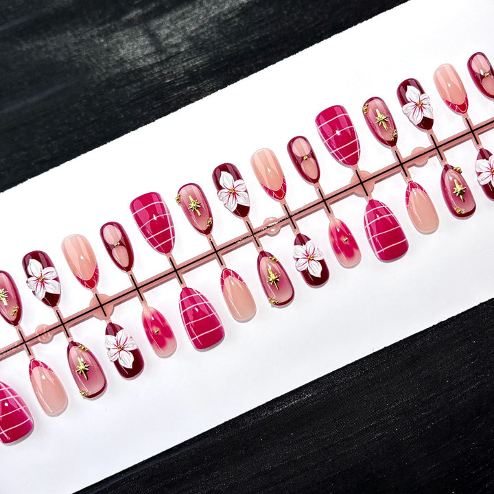 Elegante Polka Dot und Spitzen Press-On Nagel Set