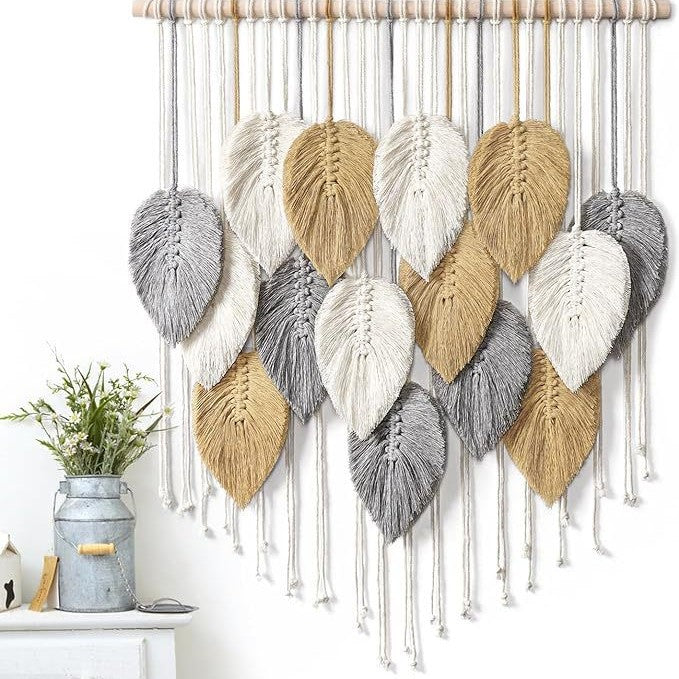 Macrame-Blatt-Wandbehang-Teppich Karnz