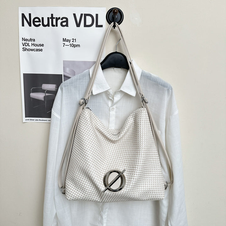 Strukturierte Hahnentrittschultertasche