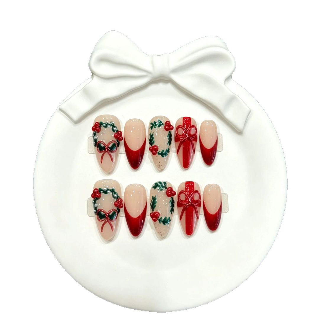 Festliche, von Feiertagen inspirierte Press-On-Nagelset