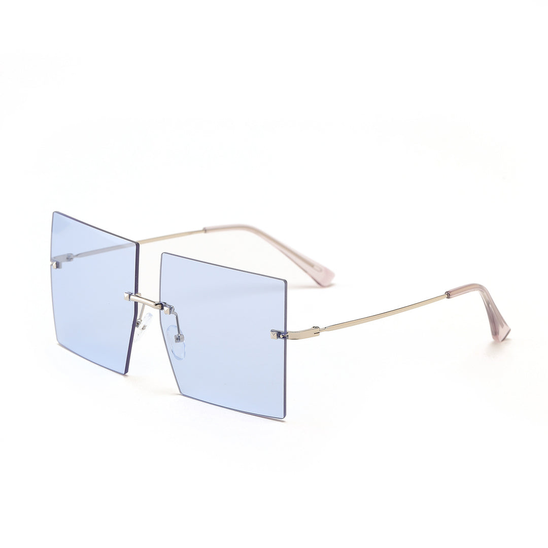 Damen modische quadratische Sonnenbrille mit breiten Gläsern und filigranem Metallrahmen Karnz