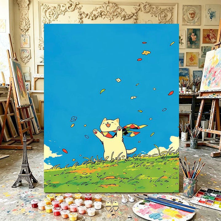 Verspielte Katzenillustration Kunstdruck Karnz