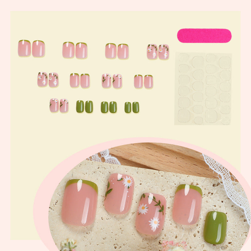 Dekorativer Press-On Nagelkunst-Set mit botanischen Akzenten Karnz