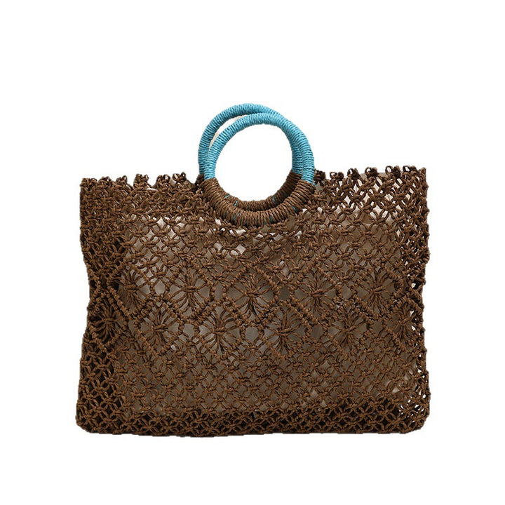 Damen Handgefertigte Strandtasche mit auffälligem Ringgriff Karnz