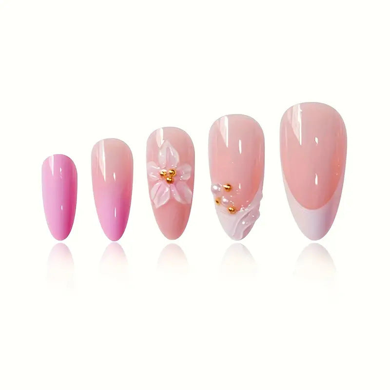 Künstlerisches Florales Design Press-On Nagelset Karnz