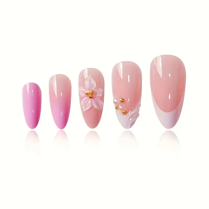 Künstlerisches Florales Design Press-On Nagelset Karnz