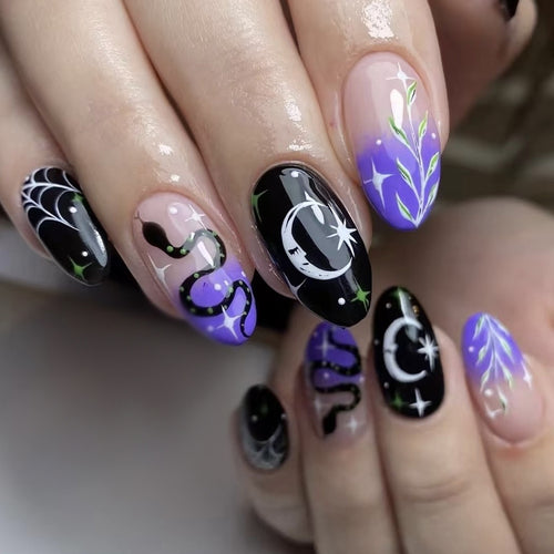 Künstlerisches Halloween-Themen Press-On-Nagelkunst-Set Karnz