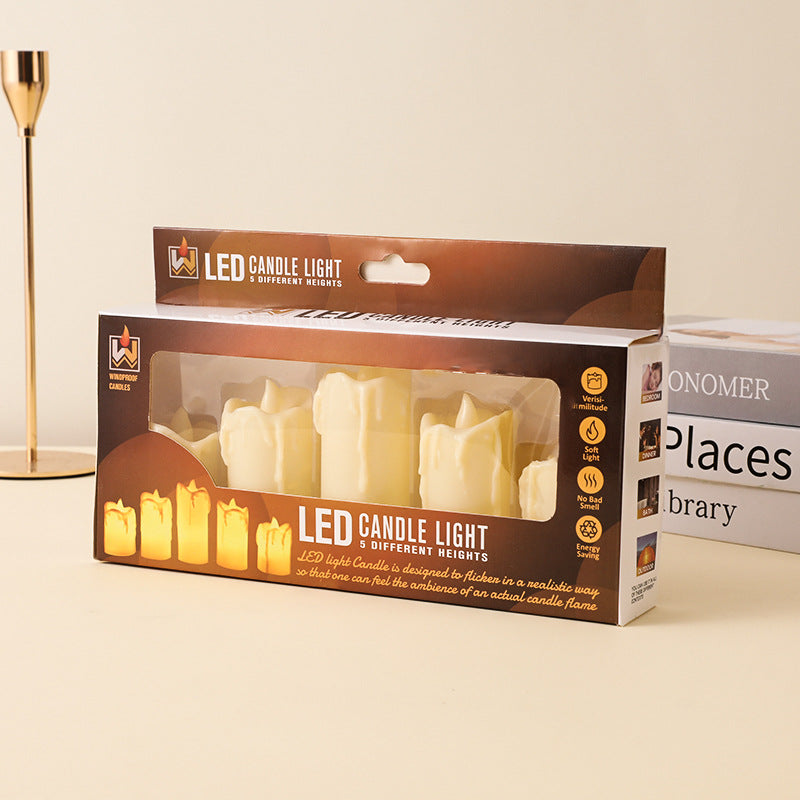 Batteriebetriebene flackernde LED-Säulenkerze Trio mit realistischem Tropfwachs-Finish