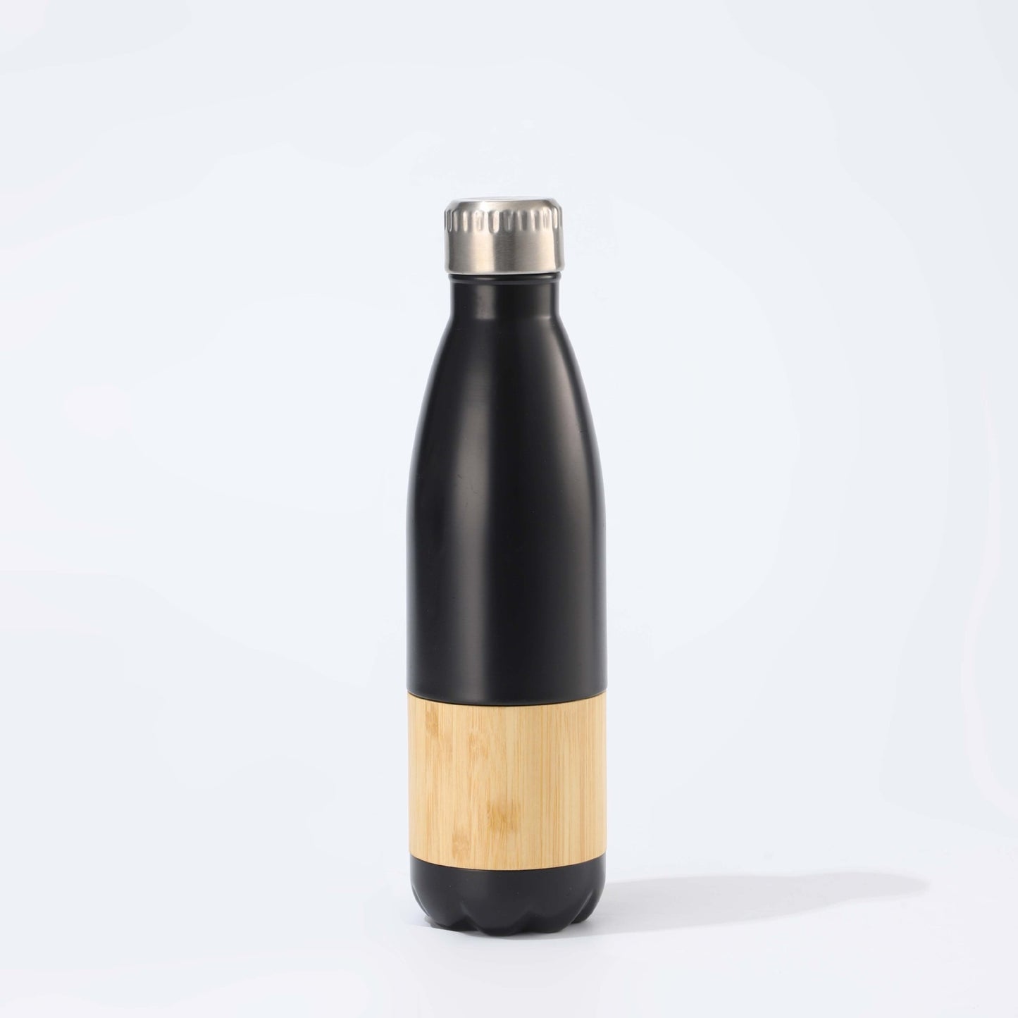 Damen Edelstahl Trinkflasche mit Bambus-Applikation Karnz