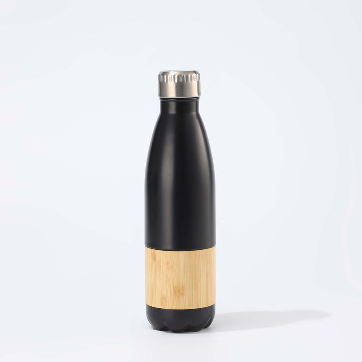 Damen Edelstahl Trinkflasche mit Bambus-Applikation Karnz