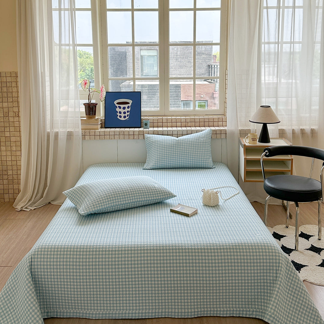 Baumwoll-Mischung Gestreift Percale Matratzenbezug und Kissenbezug Set
