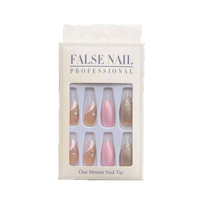 Elegante Künstliche Nageltips mit Glitzerakzenten Karnz