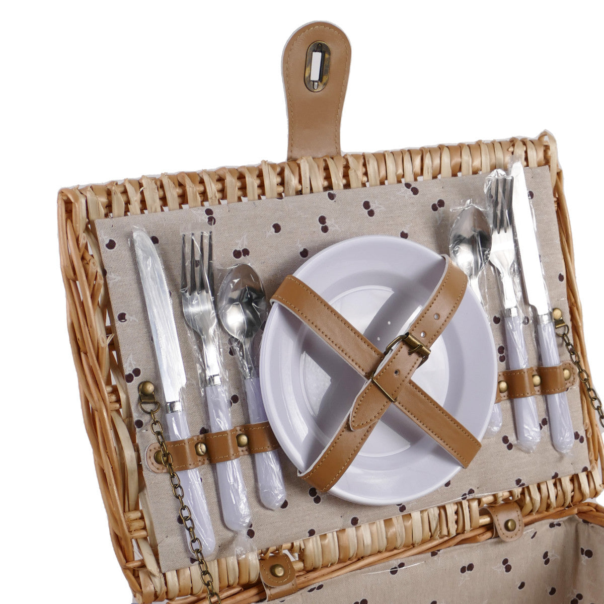 Damen Picknickkorb mit integriertem Geschirrset und dekorativen Details Karnz