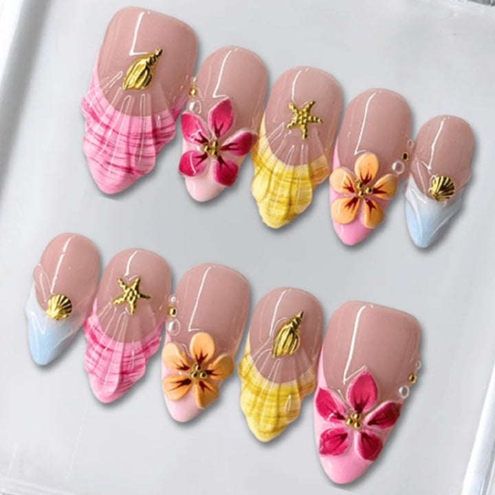 Floral Themed Premium Press-On Nail Art Set Karnz