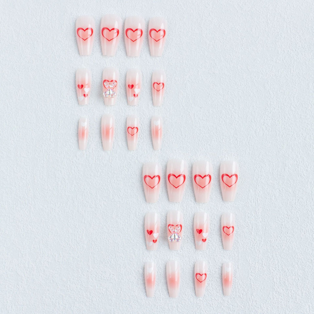 Herz-verzierte Acryl-Nagelkunst-Set