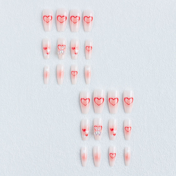 Herz-verzierte Acryl-Nagelkunst-Set