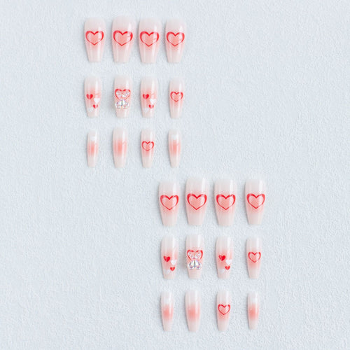 Herz-verzierte Acryl-Nagelkunst-Set