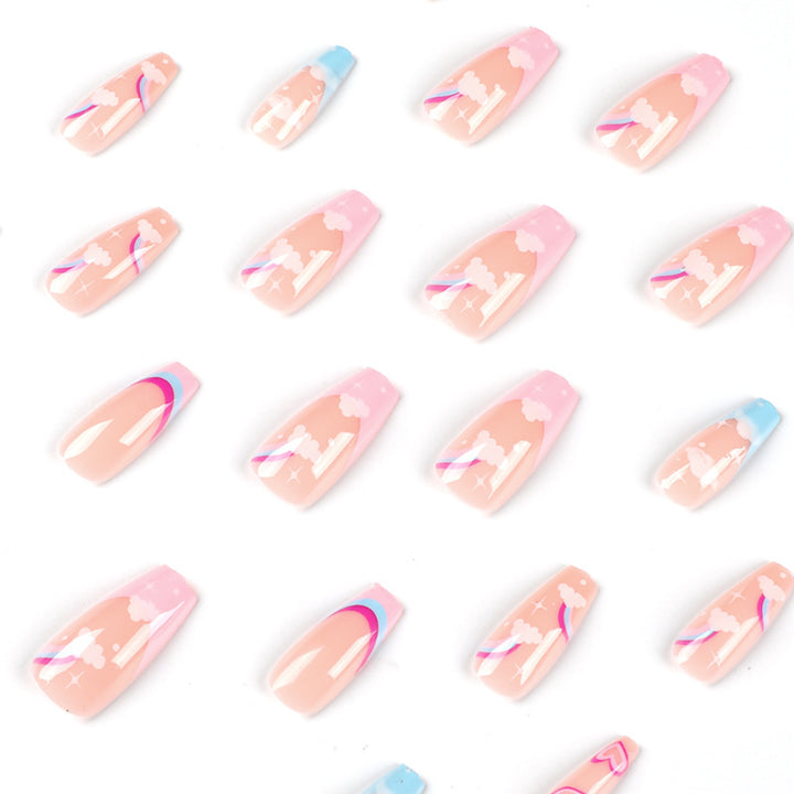 Künstliche Nagelkunst mit Regenbogen-Design Karnz