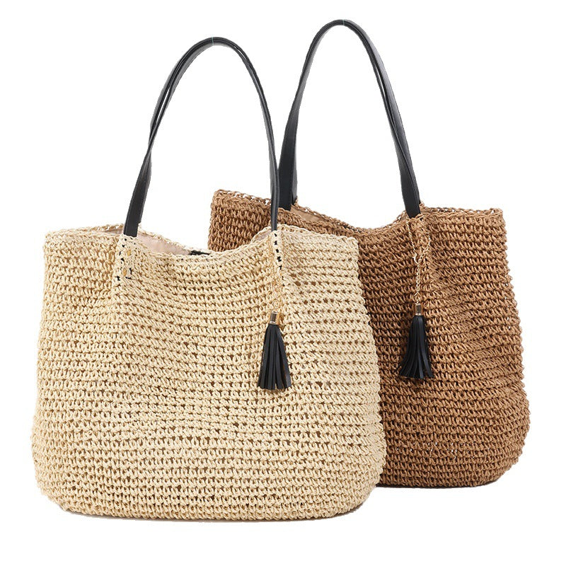 Damen Handgefertigte Tragetasche aus geflochtenem Naturmaterial mit elegantem Tassendetail Karnz