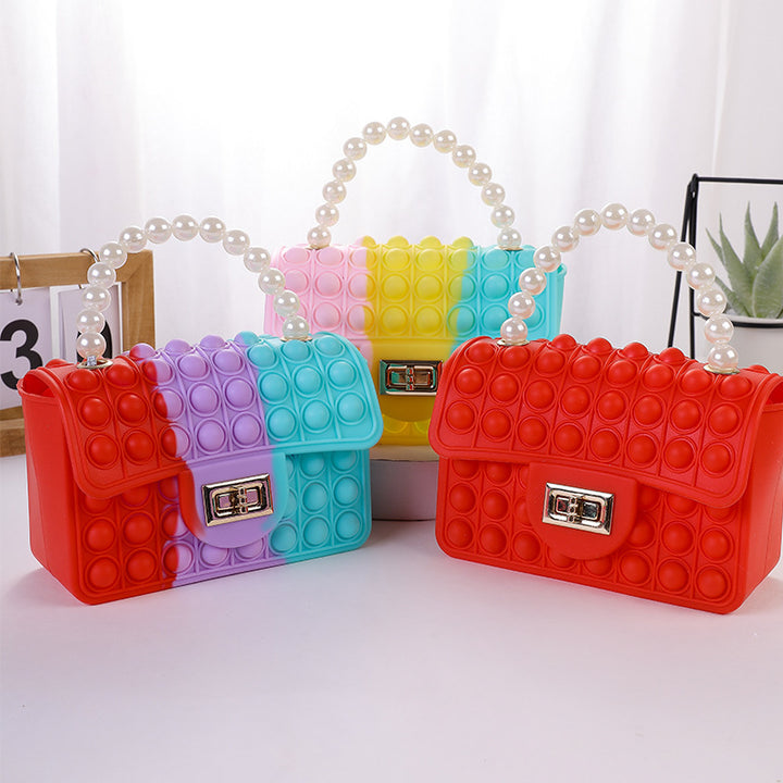 Damen stilvolle Handtasche mit Perlengriff Karnz