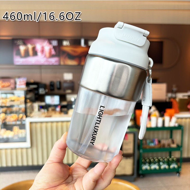 Damen isolierte Trinkflasche mit rutschfestem Silikonring und integriertem Strohhalm Karnz