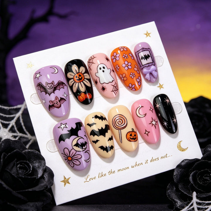 Themenbezogenes Halloween-inspiriertes Press-On Nagelkunstset