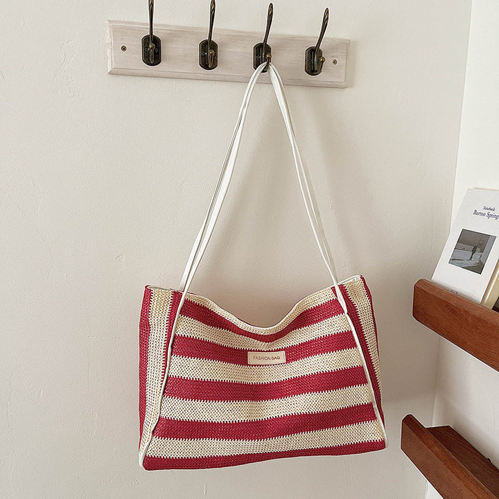 Gestreifter Häkelstrand-Tote-Bag