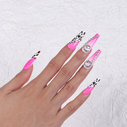 Glamorous Stiletto Press-On Nagelset mit Edelstein-Akzenten Karnz