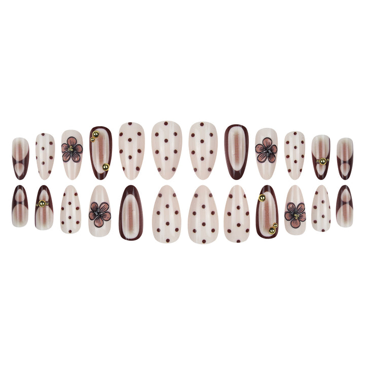 Künstlerisches Press-On-Nagelset mit floralen und geometrischen Designs Karnz