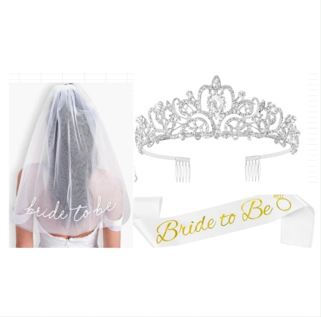 Damen Hochzeit Tiara und Schleier Set Karnz