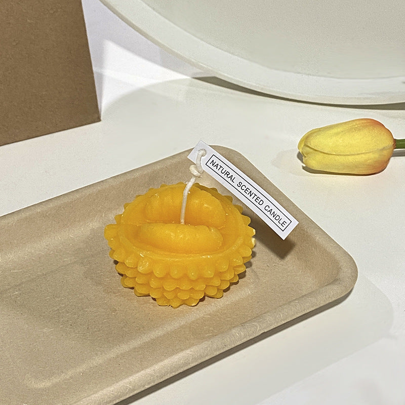 Handgegossene realistische Zitronen-förmige Duft-Soyakerze mit Baumwolldocht & Geschenkbox