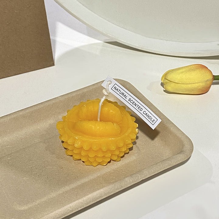 Handgegossene realistische Zitronen-förmige Duft-Soyakerze mit Baumwolldocht & Geschenkbox