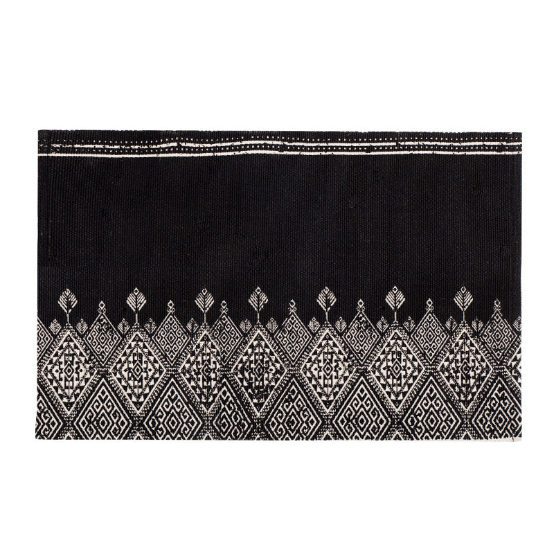 Flachgewebter Baumwollläufer mit mediterranem Kachel‑Jacquard und dekorativen Fransen Karnz
