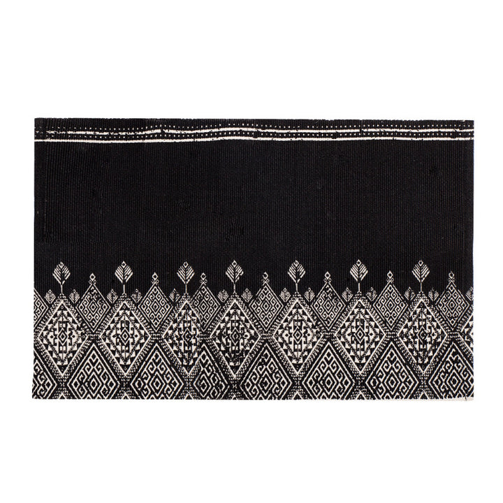 Flachgewebter Baumwollläufer mit mediterranem Kachel‑Jacquard und dekorativen Fransen Karnz