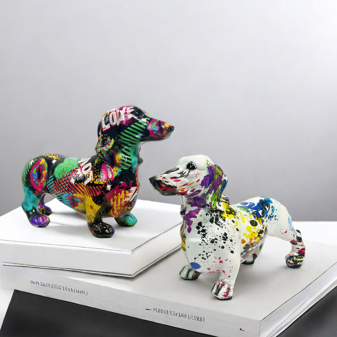 Kreative Dekofigur eines Dachshunds Karnz