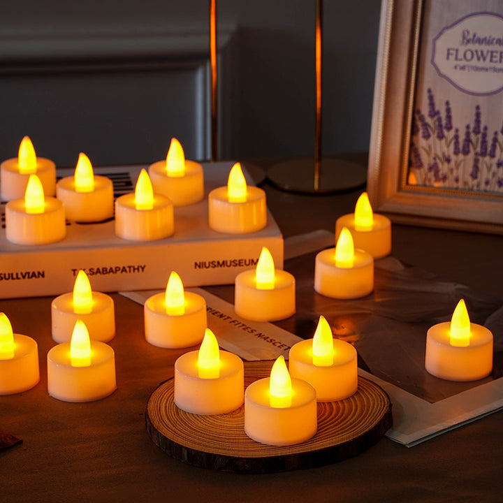 Flammenlose LED Teelicht-Votivkerze mit realistischem Flackern und Wachshülle