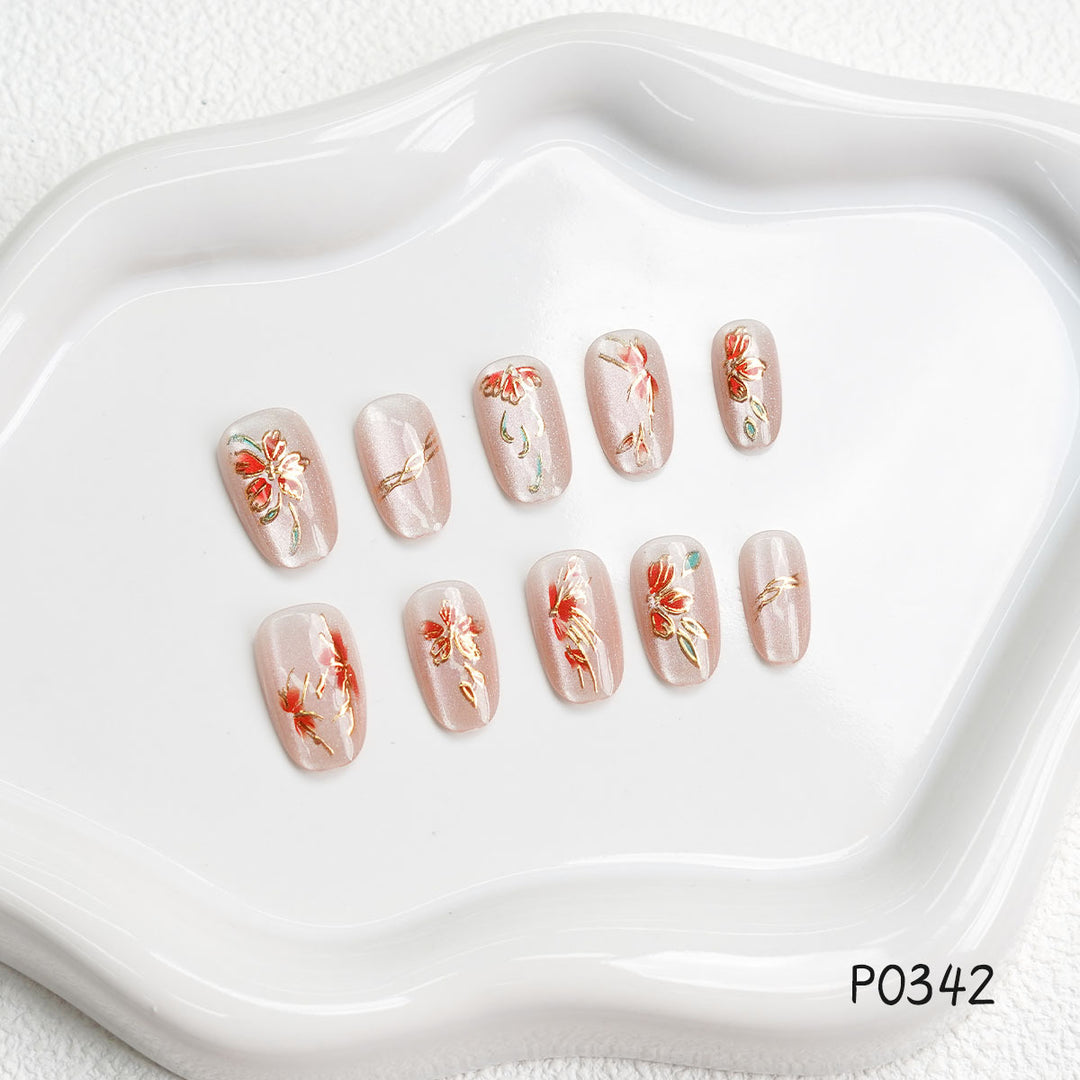 Floral-Design Press-On Nail Set 1790745719
