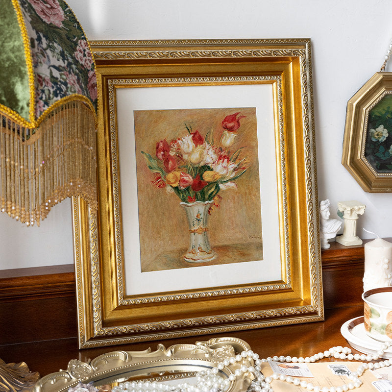 Verschnörkelter Vintage Blumen Kunstrahmen für Zuhause