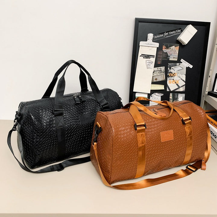 Elegante Woven Leather Duffle Bag