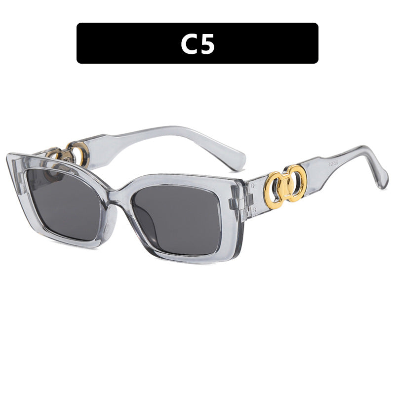 Damen modische quadratische Sonnenbrille mit goldenen Verzierungen Karnz