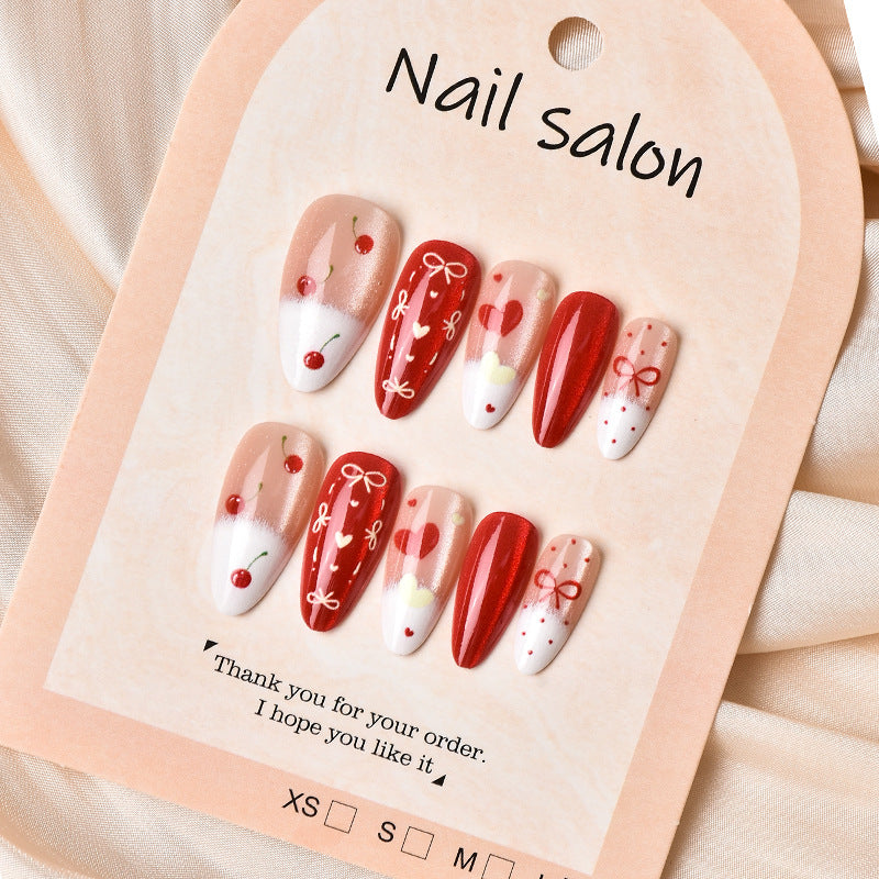 Kreatives Cherry-Design Press-On Nagelset Karnz