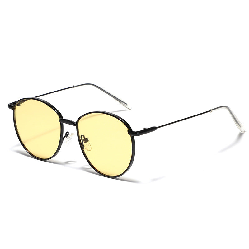 Damen runde Sonnenbrille mit schmalem Metallrahmen und polarisierten Gläsern Karnz