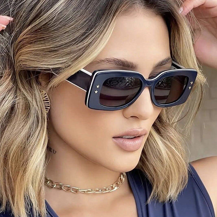 Damen extravagante quadratische Sonnenbrille mit stylishen Details Karnz