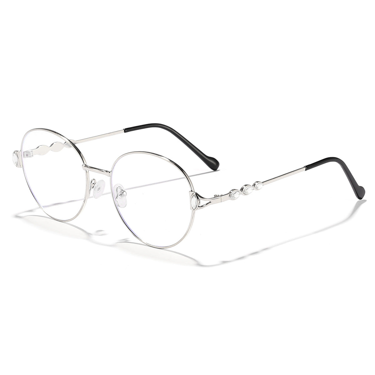 Damen runde Sonnenbrille mit elegantem Metallrahmen und verspiegelten Gläsern Karnz