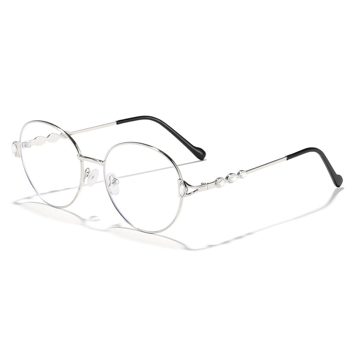 Damen runde Sonnenbrille mit elegantem Metallrahmen und verspiegelten Gläsern Karnz