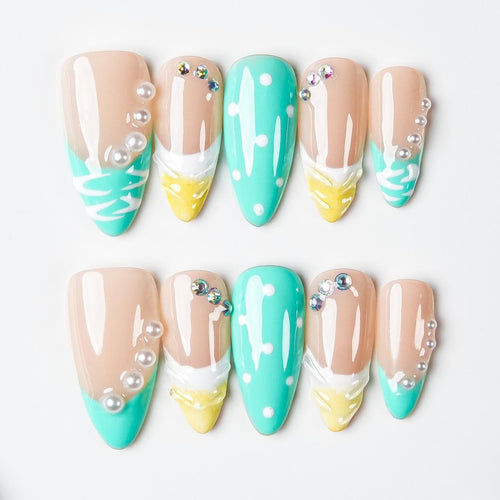 Künstlerisches Eiscreme-Themen-Presse-Nagelset